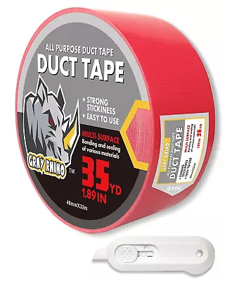 Red Duct Tape Heavy Duty Waterproof 1.88 Inch 105Ft/35Yd Tearable With No  • $12.99