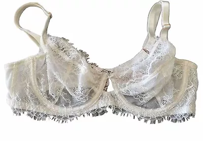 New 36 D Victoria's Secret Body By Victoria  Whitr Lace Unlined Plunge Underwire • $22.99