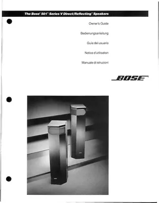 Bose 501 Series V Speakers Owners Instruction Manual • $18.99