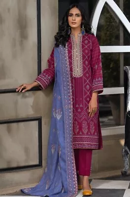 Lakhany 3 Piece Unstitched Embroidered Karandi Suit WKE-7016 • £31.99