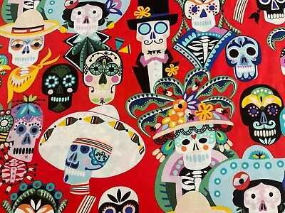 Alexander Henry Caritas Calaveras Day Of The Dead Mexican Skull  BTY  • $12