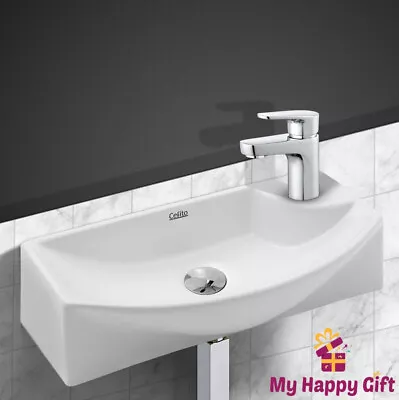 Cefito Bathroom Basin Vanity Ceramic Sink Faucet Above Counter Wall Hung White • $59.95