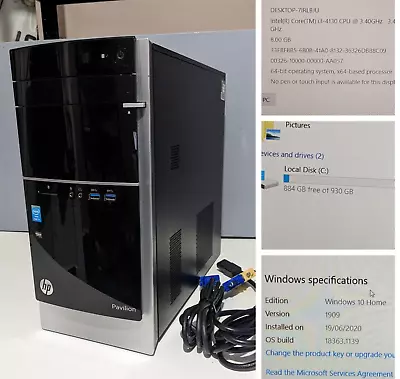 £64.99 • Buy HP PAVILION 500 PC Series Tower - Intel Core I3 / 8GB Ram / 3.40GHZ/ 64 Bit  1TB