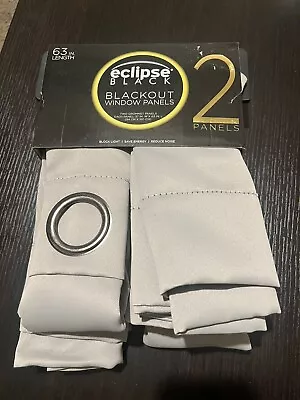 ECLIPSE Shadow Blackout Curtain Panels Set Of 2 Silver • $5.50