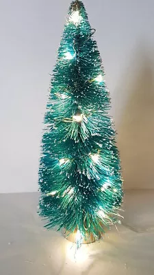 7  WHITE LED Light Up Sisal Bottle Brush Flocked Christmas Mini Miniature Tree • $18.95