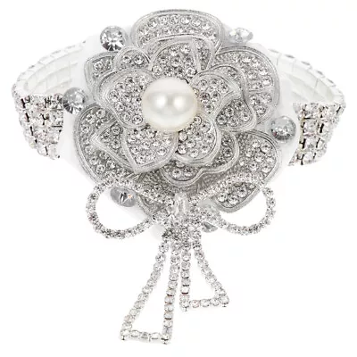  Rhinestones Wrist Flower Bridesmaid Boutineers For Men Wedding Corsage Bracelet • £9.49