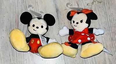 Disney Store Authentic Mickey Minnie Mouse 2 Tiny Big Feet Small Micro Plush Set • $9.99