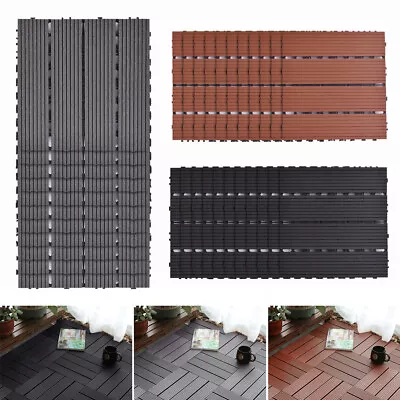 11x Plastic Garden Decking Tiles Interlocking Click Decking Boards WPC Flooring • £38.95