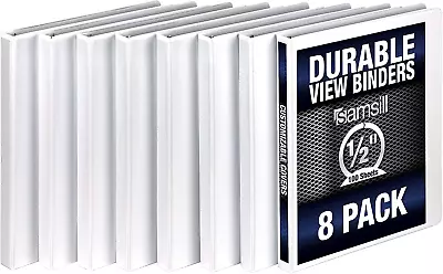 Durable View Binders Round Ring Customizable Clear White 8 Pack 5 Inches • $43.99