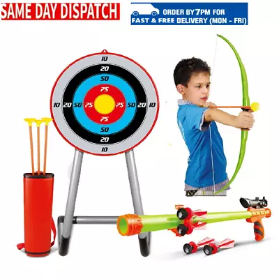 Archery Set Bow & Arrows Target With Blow Pipe & Darts Summer Garden Party Game • £13.85