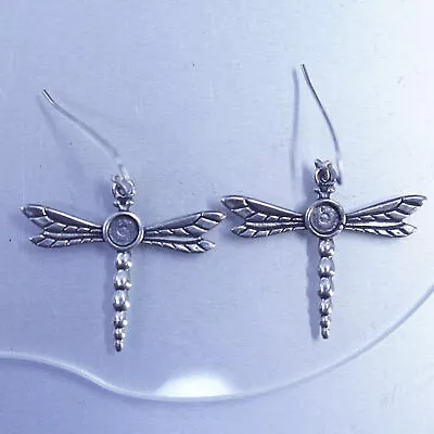 Vintage Sterling 925 Silver Handmade Dragonfly Earrings • $28