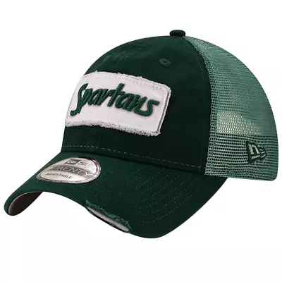 New Era Michigan State Spartans Frayed Patch 9TWENTY Trucker Adjustable Hat OSFM • $24.96