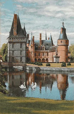 WALL JACQUARD WOVEN MEDIEVAL TAPESTRY Maintenon Castle France EUROPEAN DECOR • $21.99