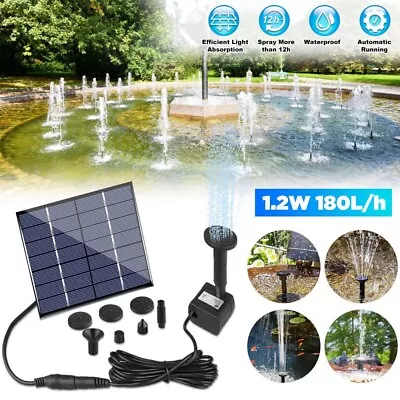 180L/H Solar Water Panel Power Fountain Pump Kit Pool Garden Pond Submersible • $9.99