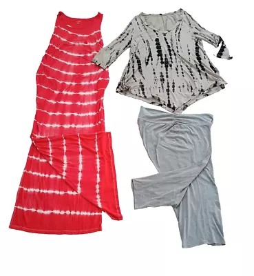 Maternity Bundle Of 3: Sleeveless Maxi Dress Capri Pants 3/4 Sleeve Tunic XL • $16.95