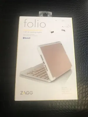 Zagg Folio Hinged Keyboard IPad Mini Bluetooth Retina Display. Gold & White • $30