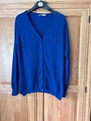 Woolovers Twilight Blue 20% Cashmere 80% Merino Wool Cardigan Size Medium • £21