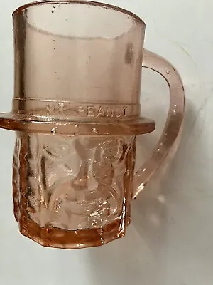 Mr. Peanut Pink Depression Glass Handle Mug • $6.25