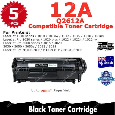 5x Non-OEM Q2612A 12A Toner Cartridge For HP LaserJet 1010 1012 M1005 3055 1018 • $49.70