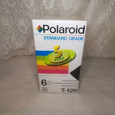 New Sealed Polaroid Standard Grade T-120 VHS 5-Pack Blank Video Cassette • $9.97