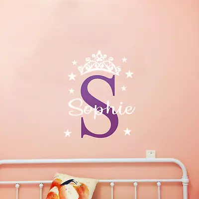 Personalised Name & Crown Wall Sticker Prince/Princess Nursery Bedroom  • £7.99