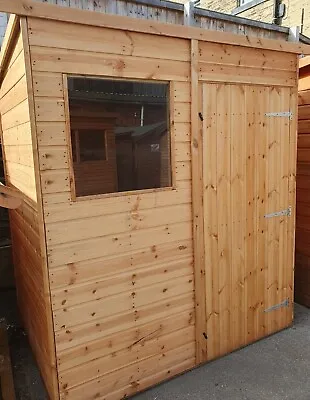 6x4 Pent Garden Shed T&G Pinelap Wooden Factory Seconds Hut  - FAST DELIVERY • £324