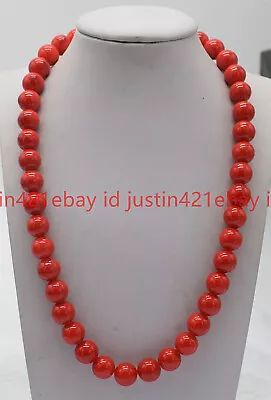 Natural Red Coral 8/10/12/14mm Round Gemstone Beaded Jewelry Necklace 16-48  • $3.69