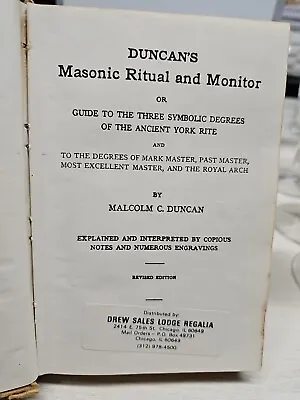 1974 Duncan's Masonic Ritual And Monitor; Guide To The Three Symbolic Degrees • $12.95