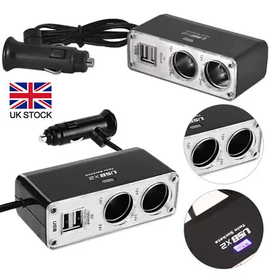 12V 2Way Car Cigarette Lighter Splitter Socket USB Plug Multi Charger Adapter UK • £8.99