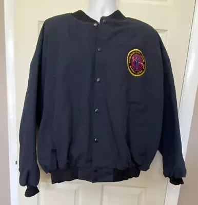 Vintage Westark Snap Quilt Lined Bomber Navy Blue Jacket USA Steelworkers Sz 2XL • $14.99