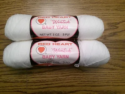 Vintage Red Heart  Acrylic Wintuk Baby Yarn - 2 Skeins 2oz White #1 • $8.99
