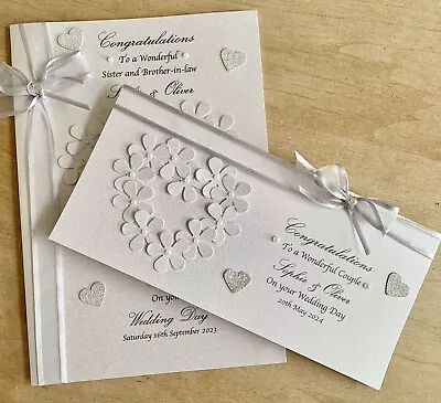 Handmade Personalised Wedding Day Engagement Card And Matching Money Gift Wallet • £11.95
