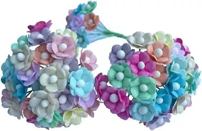 100 Pcs Mini Flowers Mulberry Paper Flowers 13-15 Mm Scrapbook Craft Card DIY... • $13.72