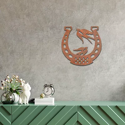 Metal Horseshoe And Swallows Wall Art - Unique Lucky New Home Decor Gift • £9.49