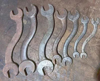 Vintage Lot Of 7 S Curve Open End Wrenches Unbranded Drop Forged Iron  • $34.95