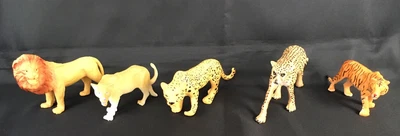 £3.99 • Buy 5 X Big Cat Plastic Figures (Approx 5”) - Lion, Tiger, Leopard - See Photos 