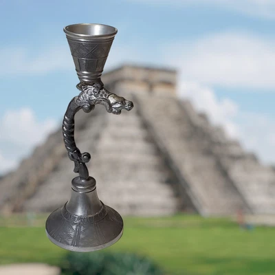 $75.99 • Buy Antique Dragon 7  Candlestick Holder South American Aztec Mayan Style Cast Metal