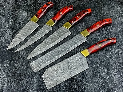 Massive Handmade FORGED DAMASCUS STEEL CHEF KNIFE Professional Kitchen Chef Set • $189.49