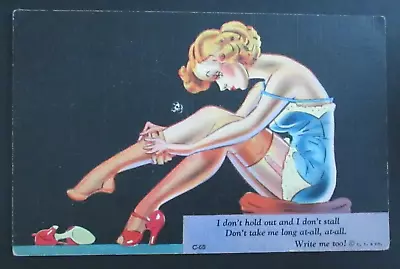 Modern Girl Comics  Write Me Too!  Curteich Linen Postcard • $2.25