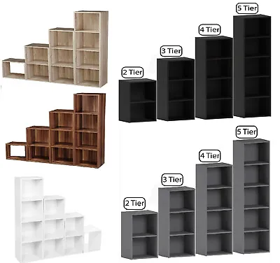 Wooden Storage Cube 2 3 4 5 Tier Strong Bookcase Shelving Home Office Display • £22.99