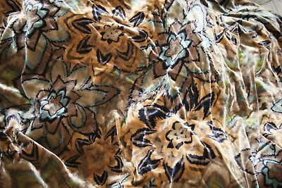 Vintage Floral Print Rayon Silk Velvet Upholstery Apparel Fabric   BTY   42  W • $29.99