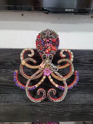 Jewelry Art Octopus Beach House Decor Wall Art Upcycled Jewelry Mosaic Art • $165