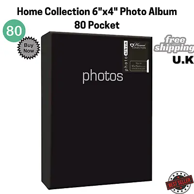 £5.49 • Buy Home Collection Albums 6 X 4  80 Pocket Black Photo Album For Christmas,Gift