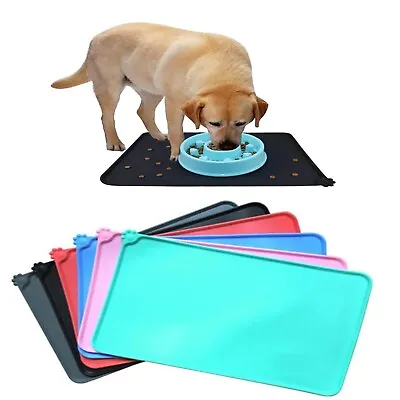 £5.49 • Buy Pet Food Mat Dog Cat Puppy Silicone Feeding Non Slip Waterproof Bowl Placemat UK