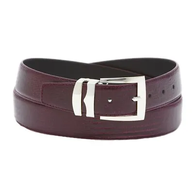 Men's Bonded Leather Belt In Solid Colors LIZARD Skin Pattern Silver-Tone Buckle • $17.95