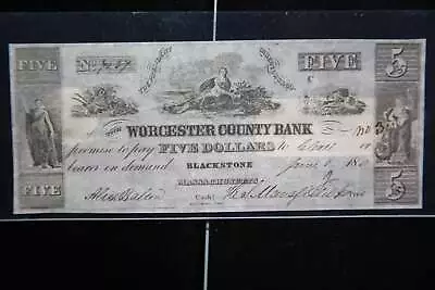 1850 $5 Worcester County Bank MASS. Obsolete Currency Store #092085 • $145