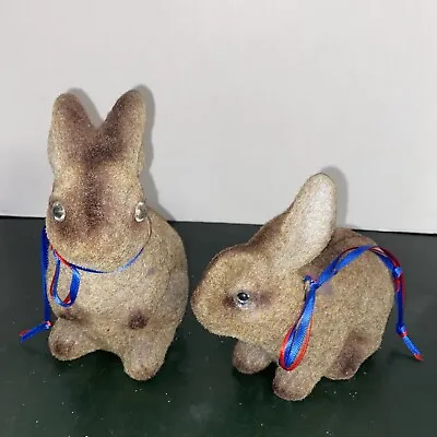 Vtg Fuzzy Flocked Easter Bunny Americana Piggy Bank Hong Kong Realistic Eyes • $4