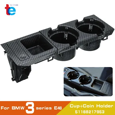 Carbon Fiber Center Console Cup Coin Holder Storing Box For BMW E46 325i • $14.78