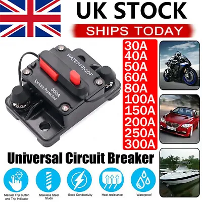 1/2X Waterproof Car Circuit Breaker Fuse Reset 30-300 Amp 12V-24V DC Boat Auto • £8.99