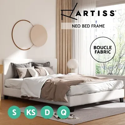 Artiss Bed Frame Queen Double King Single Size Base Boucle Fabric Platform • $169.95